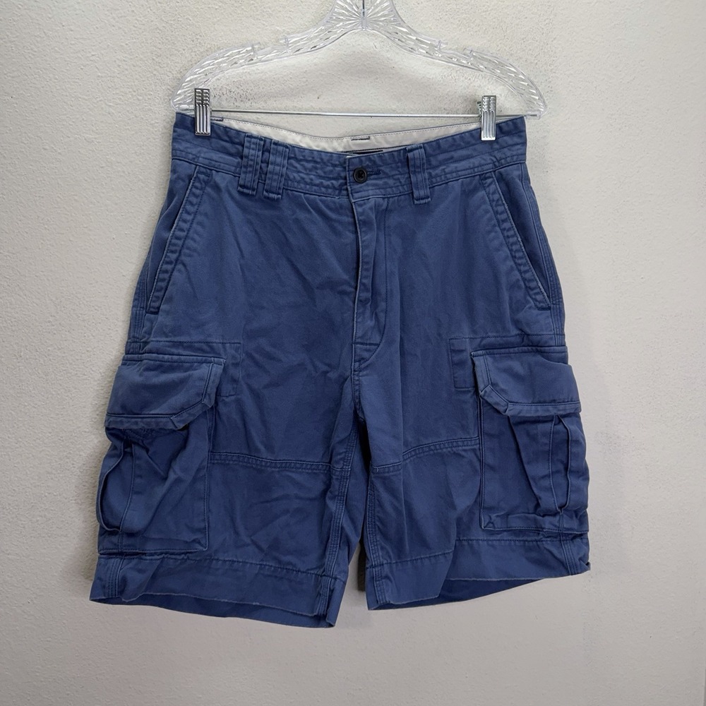 Polo Ralph Lauren Cargo Shorts Blue Y2K Utility Pockets Vintage Zip Mens Size 31